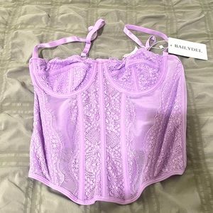 Lavender pastel purple bustier corset top.  Similar to Urban Outfitters.